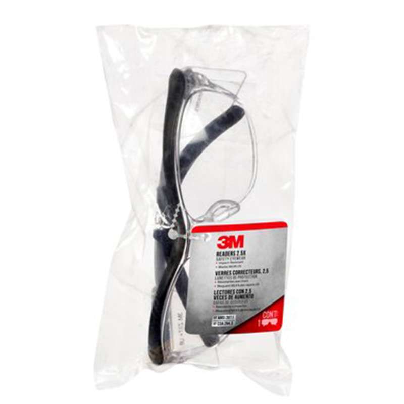 3M? Readers Safety Glasses, 91193H1-C, +2.5, Blk Frm, Clr Lens